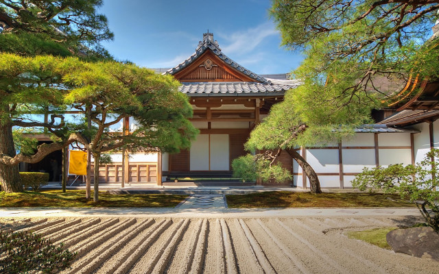 Kyoto shrine autumn cherry trees free wallpaper - medium preview image