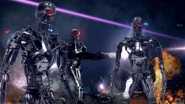 Robots fire smoke red light free wallpaper - medium preview image