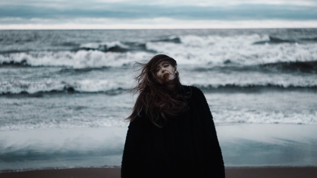 Beach man long hair ocean free wallpaper - medium preview image