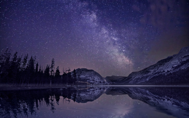 Lake mountain night stars reflection free wallpaper - medium preview image