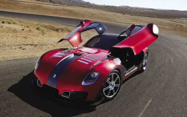 Red sports car desert road #2 free wallpaper - medium preview image