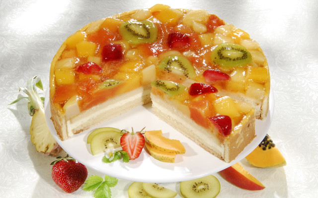 Cake fruit plate slice pastel free wallpaper - medium preview image