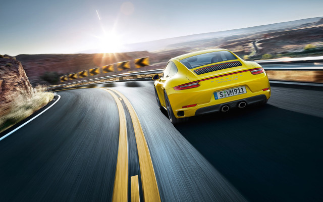 Yellow sports car mountain sunset #3 free wallpaper - medium preview image