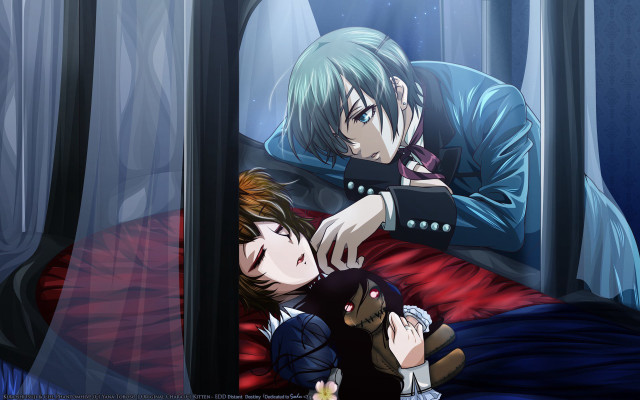 Couple bed teddy bear gothic free wallpaper - medium preview image