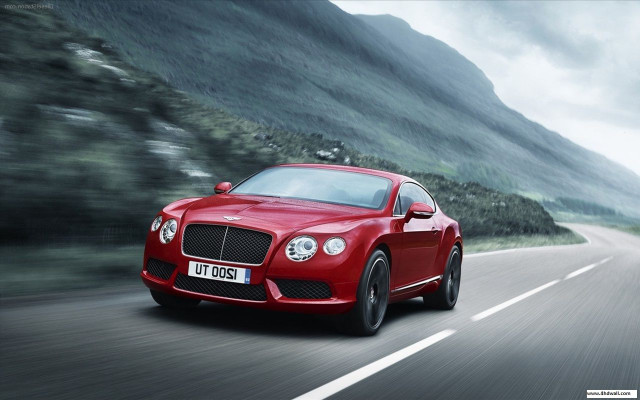 Red bentley car driving mountain free wallpaper - medium preview image