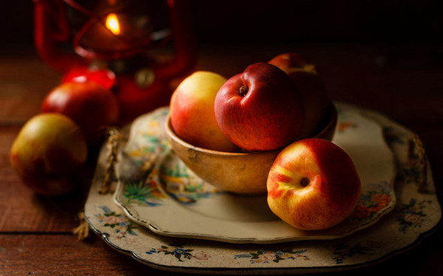 Bowl apples plate candle tealight free wallpaper - medium preview image