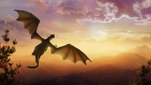 Dragon mountain sunset fantasy wings free wallpaper - medium preview image