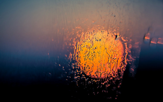 Rainy window yellow light blue free wallpaper - medium preview image