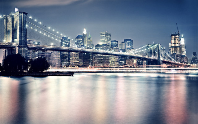 City skyline bridge river night #63 free wallpaper - medium preview image
