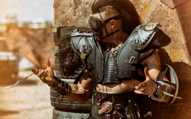 Postapocalyptic leatherman sword helmet chain free wallpaper - medium preview image