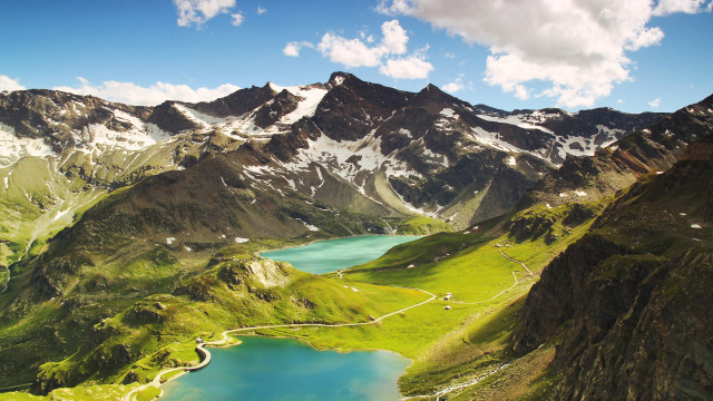 Mountain lake snowy horizon nature #2 free wallpaper - medium preview image