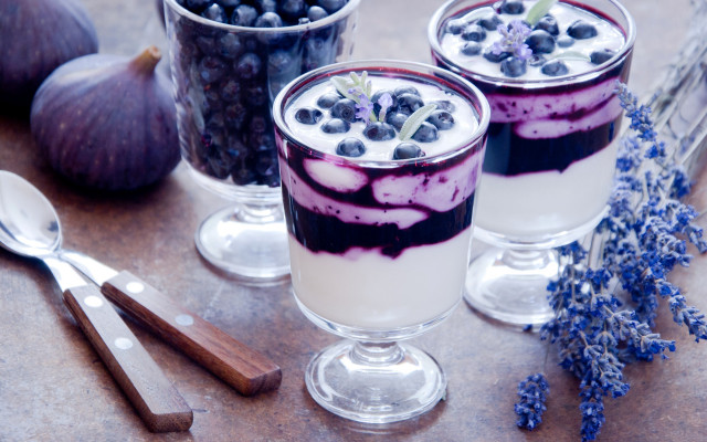 Dessert glasses fruit spoon table free wallpaper - medium preview image