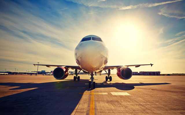 Aircraft runway outdoor scenery sky free wallpaper - medium preview image