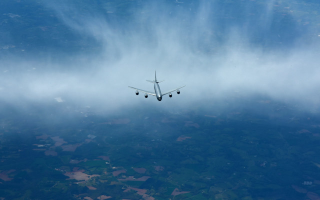 Plane clouds lights matte night free wallpaper - medium preview image