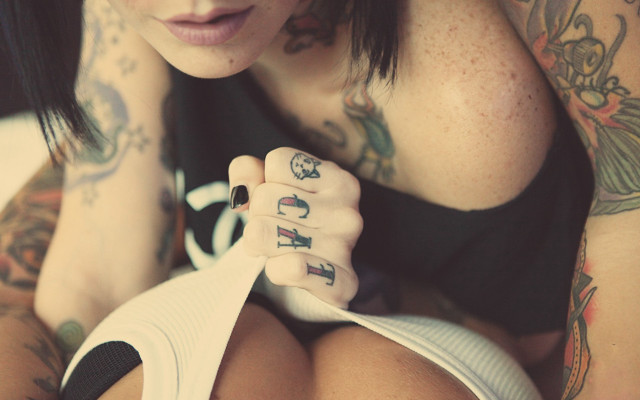 Woman tattoo white object posing free wallpaper - medium preview image