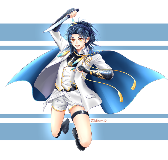 Woman white sword blue cape free wallpaper - medium preview image