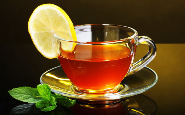 Cup tea lemon slice mint free wallpaper - medium preview image