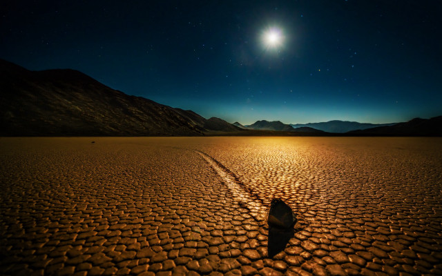 Lone rock desert night moon free wallpaper - medium preview image