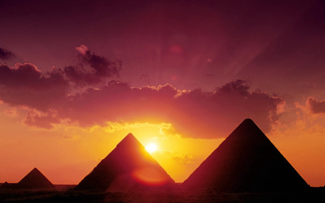 Giza pyramids sunset cloudy sky free wallpaper - medium preview image