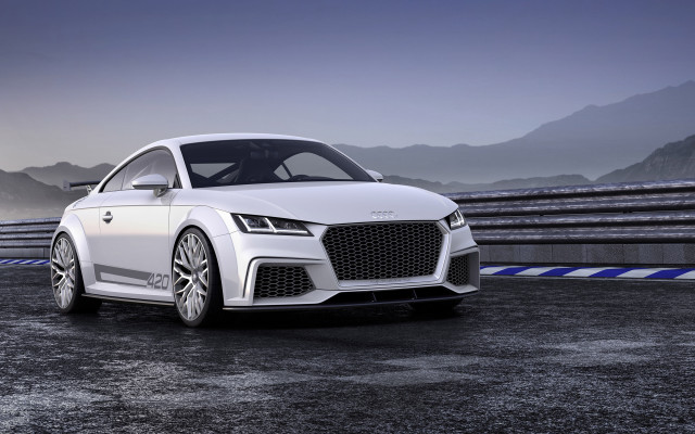 White car mountain road fence free wallpaper - medium preview image