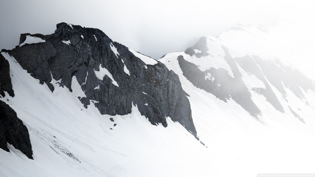 Mountain snowy peak foggy cloudy free wallpaper - medium preview image