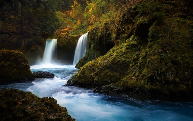 Waterfall blue river forest rocks free wallpaper - medium preview image