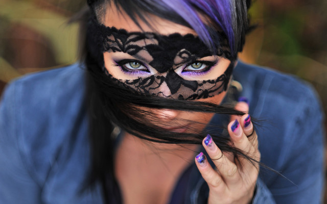 Purple haired gothic portrait black free wallpaper - medium preview image