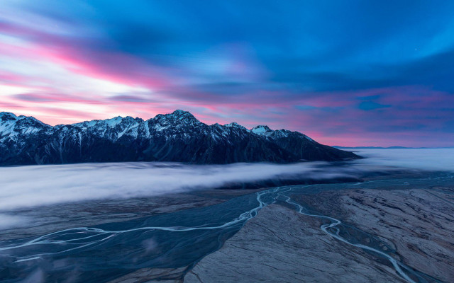 Mountain range river cloudy sky #8 free wallpaper - medium preview image