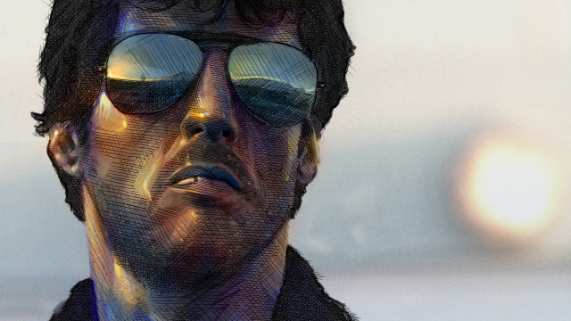 Man sunglasses looking up blurry free wallpaper - medium preview image
