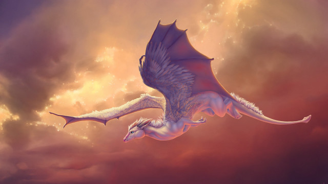 Dragon flying clouds fantasy anne free wallpaper - medium preview image