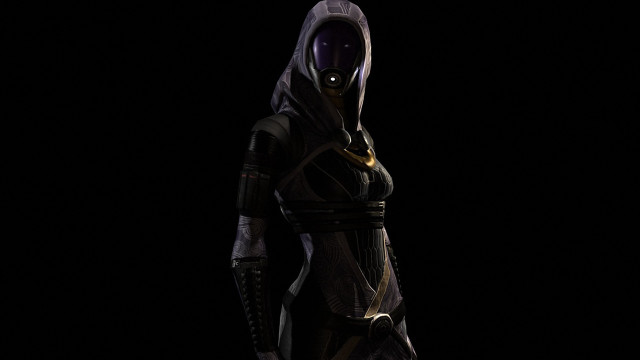 Futuristic woman hood sword dark free wallpaper - medium preview image