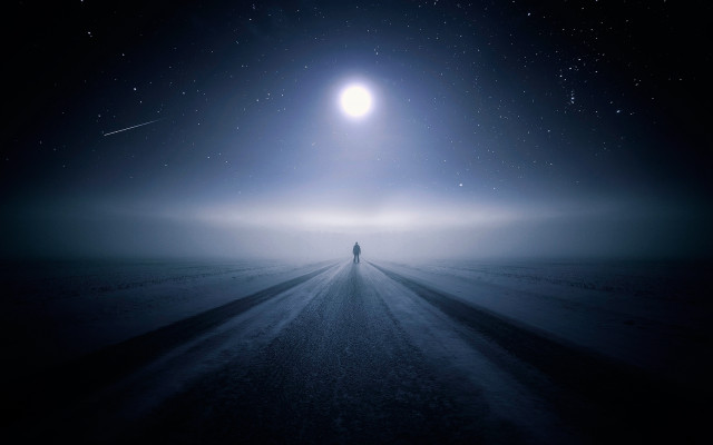 Moon night road astronaut fireworks free wallpaper - medium preview image