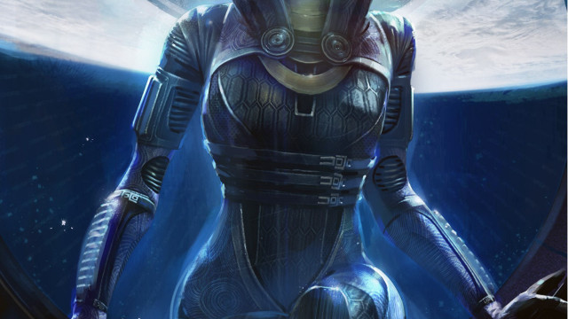 Woman space suit water sword free wallpaper - medium preview image