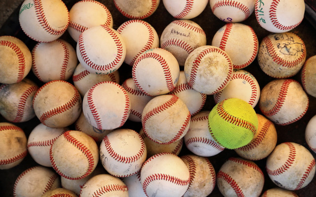 Baseballs yellow ball center black free wallpaper - medium preview image