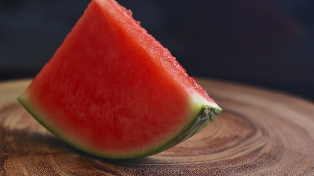 Watermelon slice wooden table black free wallpaper - medium preview image