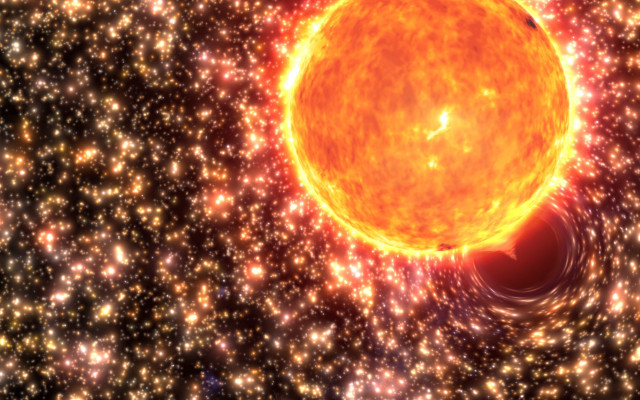 Bright fire star blackhole astronaut free wallpaper - medium preview image