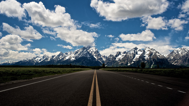 Mountain road sky clouds ocean free wallpaper - medium preview image