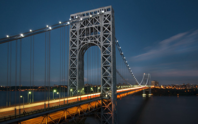 Night bridge city lights reflection #4 free wallpaper - medium preview image