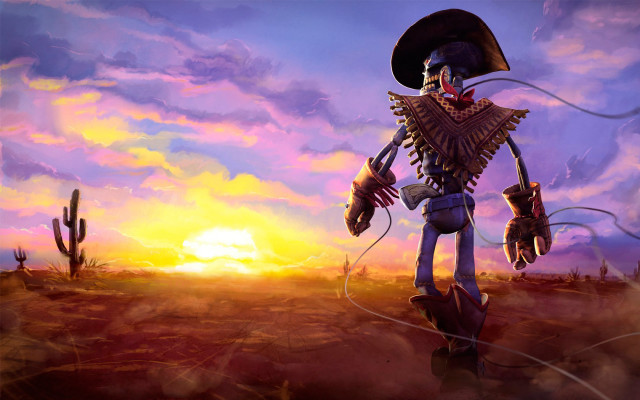 Skeleton cowboy hat gun desert free wallpaper - medium preview image