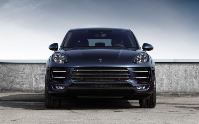 Blue porsche cayenne concrete wall free wallpaper - medium preview image