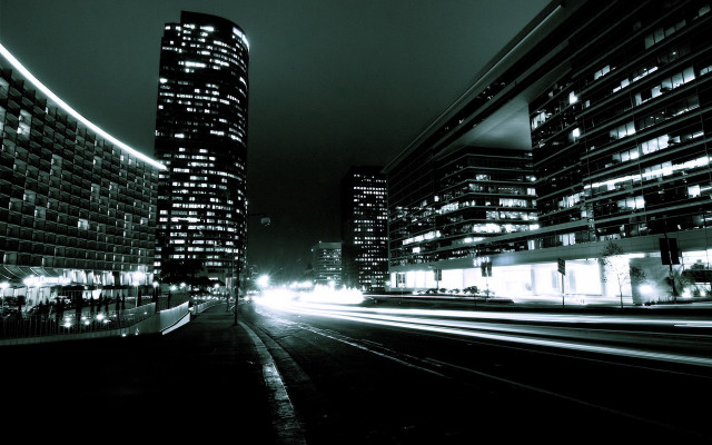Cityscape night lights skyscrapers ruins free wallpaper - medium preview image