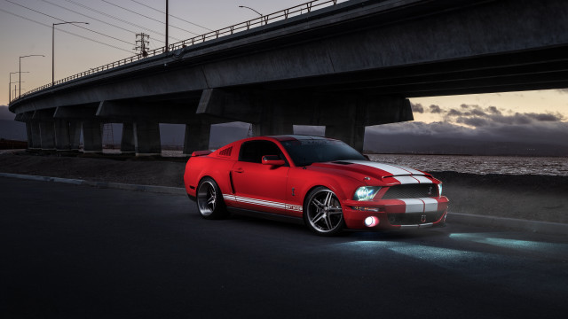 Red mustang bridge sunset eddie free wallpaper - medium preview image