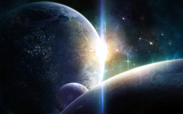 Space planet bright light star free wallpaper - medium preview image