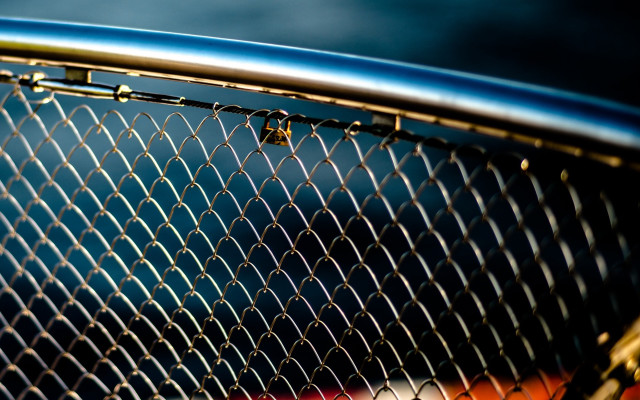 Metal fence red blue macro #2 free wallpaper - medium preview image