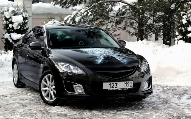 Black car snowy street military free wallpaper - medium preview image