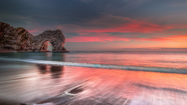 Beach rock formation sunset pink #2 free wallpaper - medium preview image