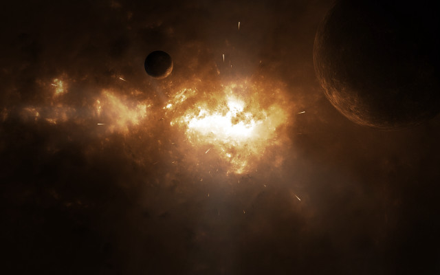 Bright sun two planets black free wallpaper - medium preview image
