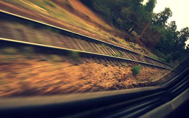 Train track trees hill city free wallpaper - medium preview image
