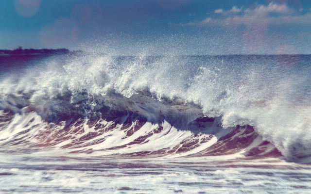 Large wave surfboard ocean shore free wallpaper - medium preview image