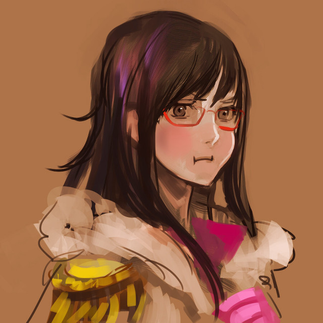 Woman glasses pinkshirt yellowcup character free wallpaper - medium preview image